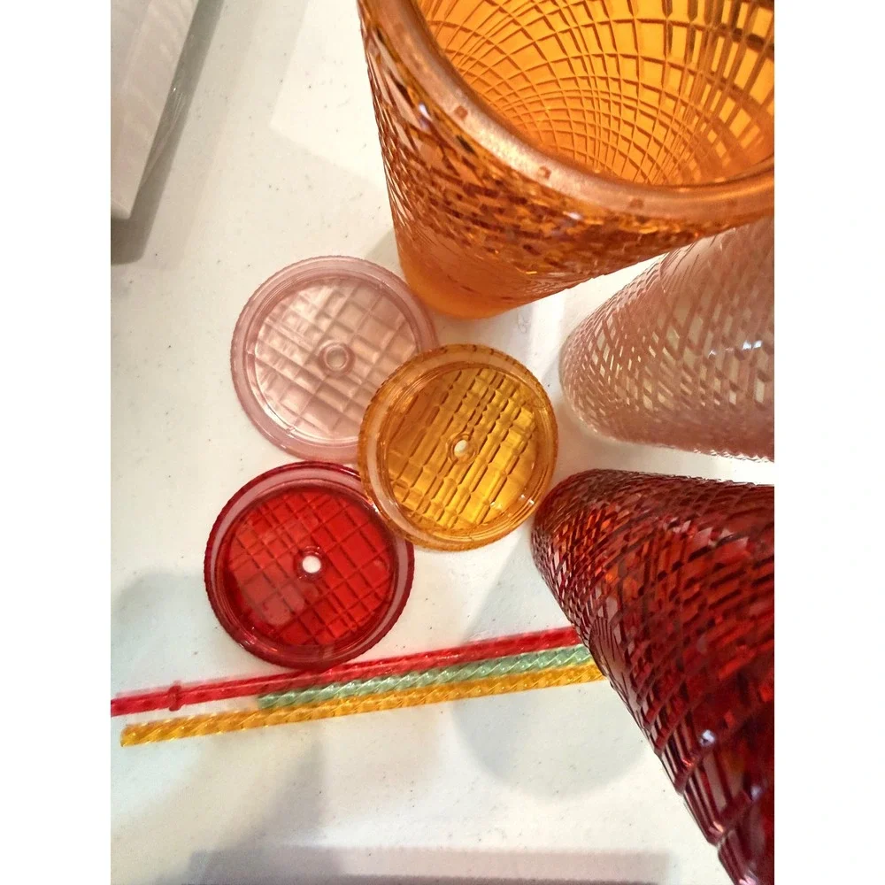 Starbucks Jewel Tone Tumbler Lot 5 Ruby Mango Pink Purple Green 24 oz